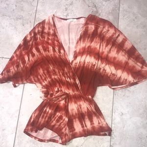 Low cut short sleeve romper